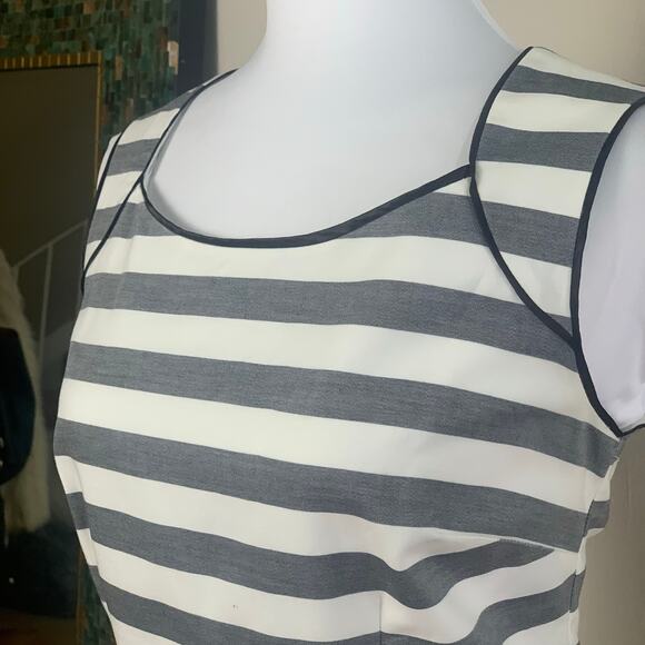 Banana Republic Size 6 Women's Striped Sheath Dress Gray White Fitted Minimalist - Picture 4 of 8
